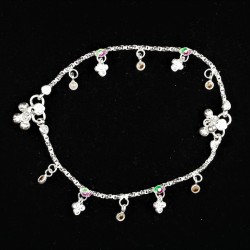 Baby Anklets with Small Stone Set Colour Charms - 1