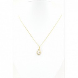 Oval C/Z Halo Pendant on a Ripple Chain - DMS-17-CP39 - 2