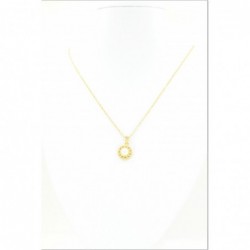 Freshwater Pearl and Millgrain C/Z Halo Pendant on a Ripple Chain - DMS-18-CP39 - 2