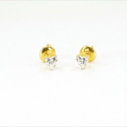 Solitaire C/Z Heart Stud Earrings - DMS-19-E23 - 1