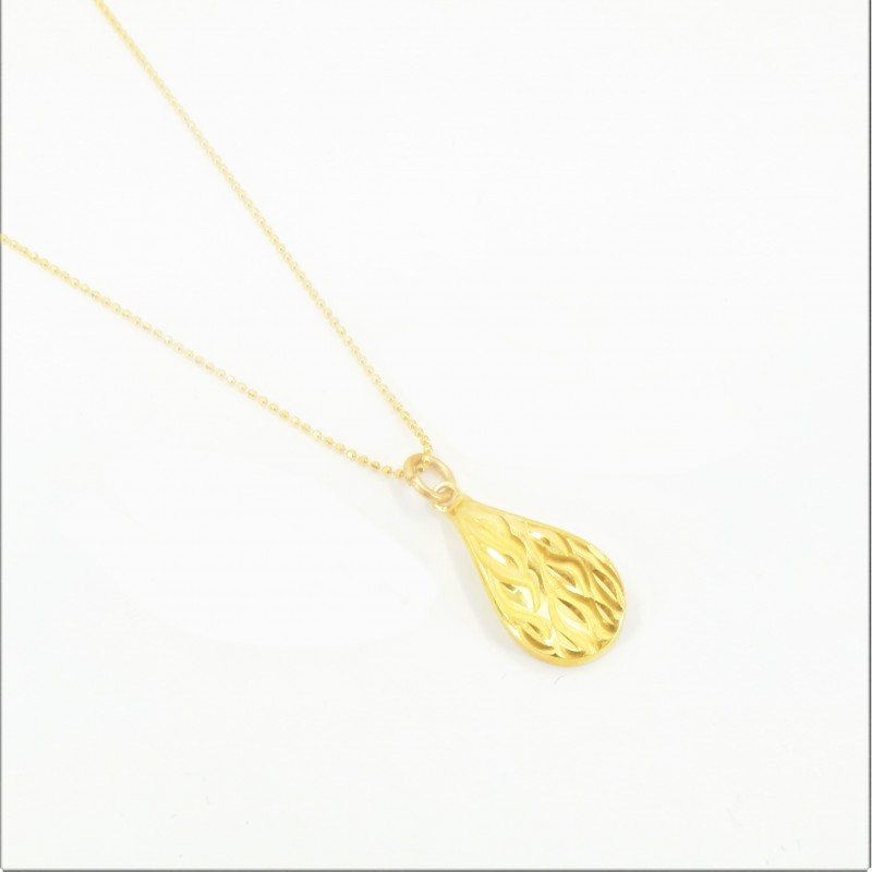 Laser etched Drop Pendant with a Fine Bead Chain - DMS-3-CP31 - 1