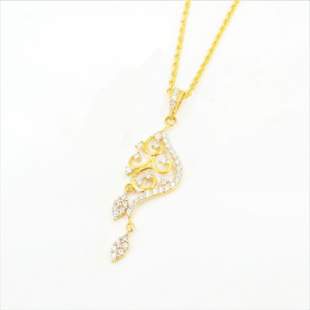 Fancy C/Z Pendant on a Rope Chain - DMS-4-CP60 - 1