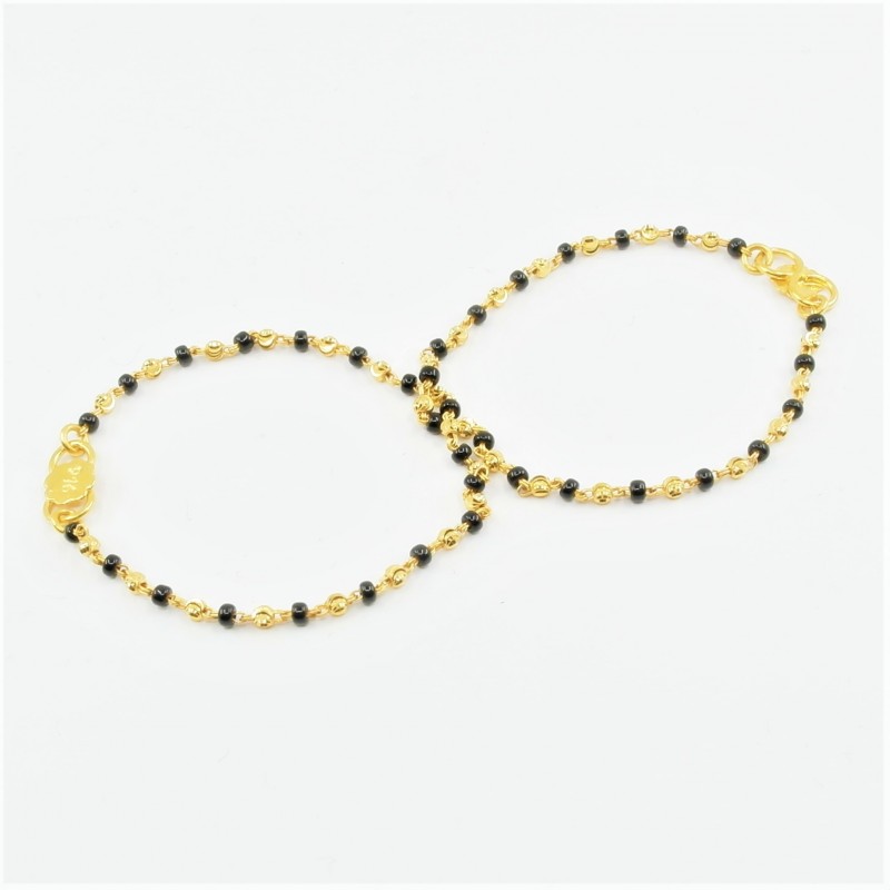 Pair of Black and Gold Bead Baby Bracelets - DMS-C1-B32 - 1