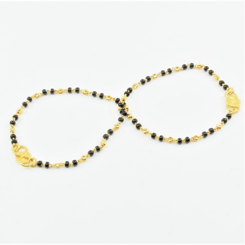 Pair of Black and Gold Bead Baby Bracelets - DMS-C2-B30 - 1