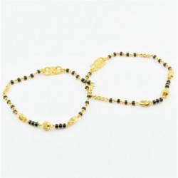 Pair of Black and Gold Bead Baby Bracelets - DMS-C4-B49 - 1