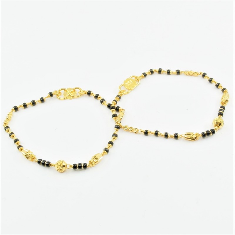 Pair of Black and Gold Bead Baby Bracelets - DMS-C4-B49 - 1