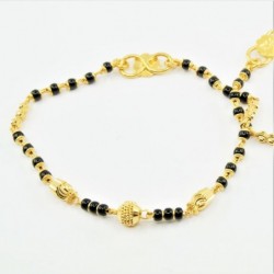 Pair of Black and Gold Bead Baby Bracelets - DMS-C4-B49 - 2
