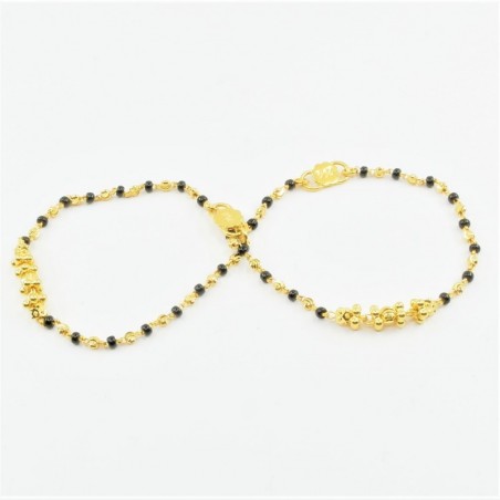 Pair of Black and Gold Bead Baby Bracelets - DMS-C5-B47 - 1