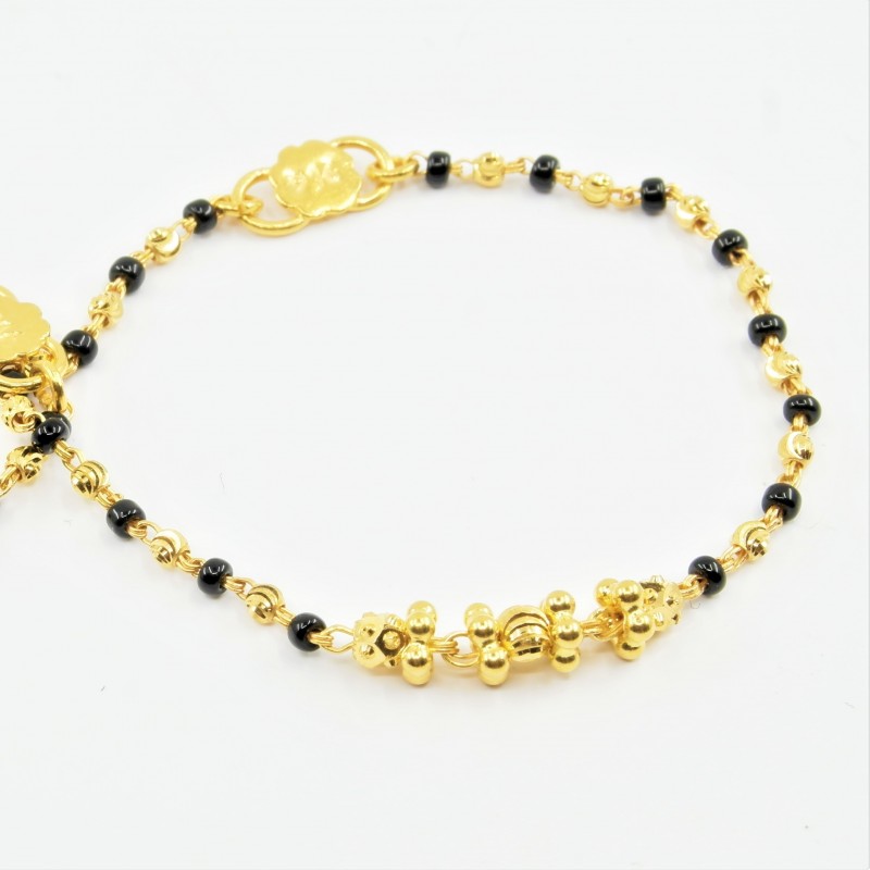 Pair of Black and Gold Bead Baby Bracelets DMSC5B47