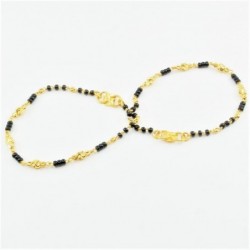 Pair of Black and Gold Bead Baby Bracelets - DMS-C6-B40 - 1