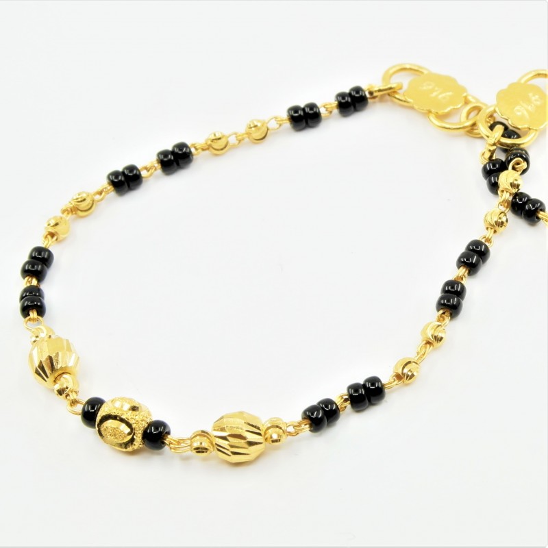 Pair of Black and Gold Bead Baby Bracelets DMSC7B42