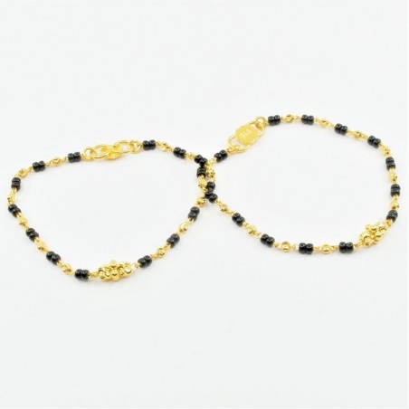 Pair of Black and Gold Bead Baby Bracelets - DMS-C8-B39 - 1