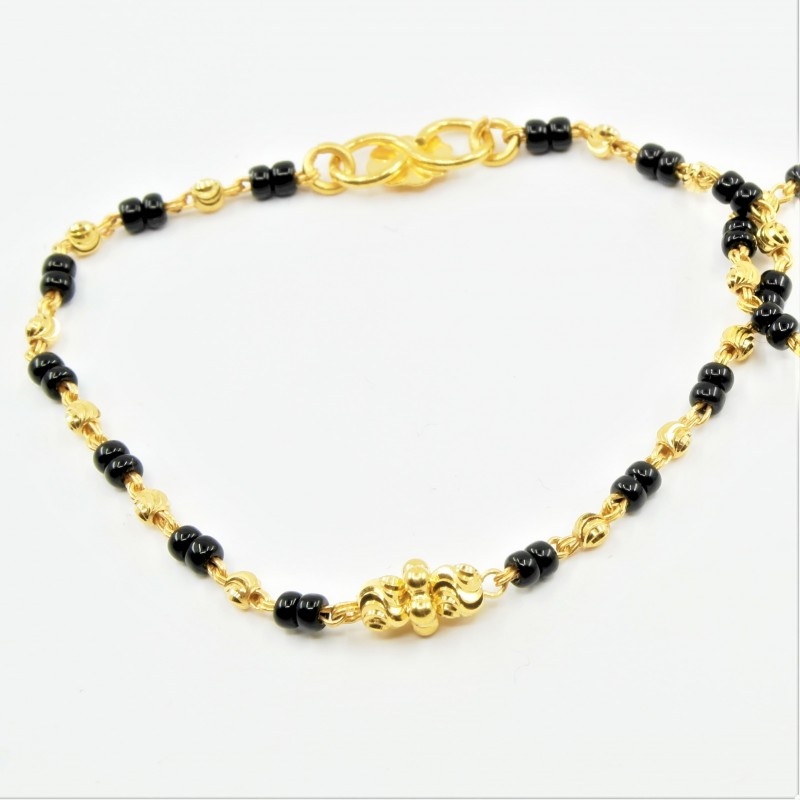 Pair of Black and Gold Bead Baby Bracelets DMSC8B39