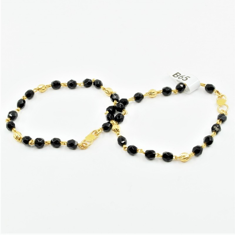 Pair of Black and Gold Bead Baby Bracelets - DMS-C9-B65 - 1