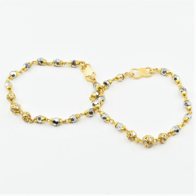 Pair of Black and Gold Bead Baby Bracelets - DMS-C10-B65 - 1