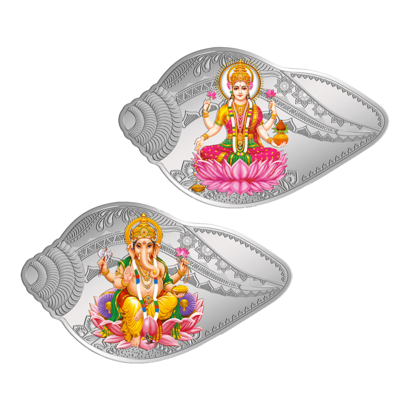 LAKSHMI & GANESH SHANKH SHAPE (2 COIN SET) - 2