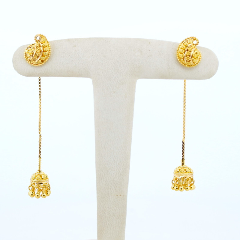 Jumar drop earrings Needle and thread style (Sui-dhaga) - DMS-SDE1-E52 - 1