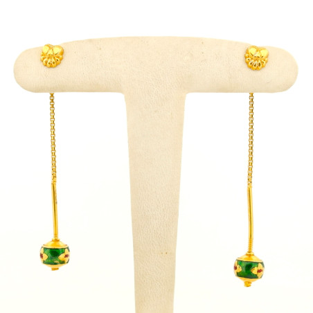 Colour bead drop earrings Needle and thread style (Sui-dhaga) - DMS-SDE3-E29 - 1