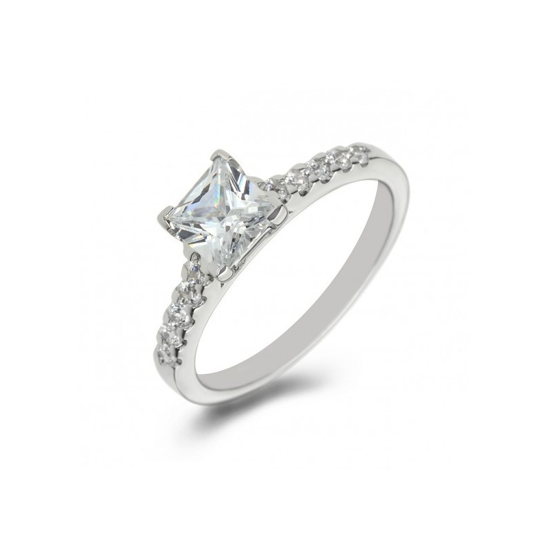 Platinum Solitaire, Princess Diamond Engagement Ring