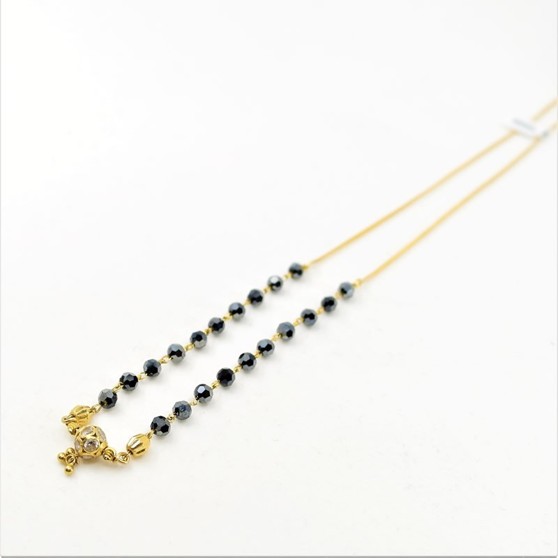 Black Crystal and C/Z Ball Pendant Mangalsutra - 1