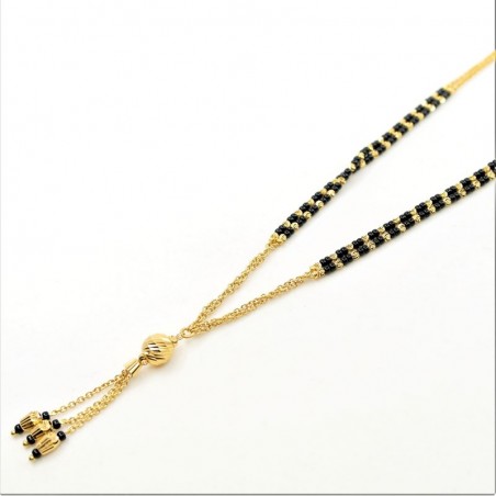 Gold Chain and Black Bead Mangalsutra - 1