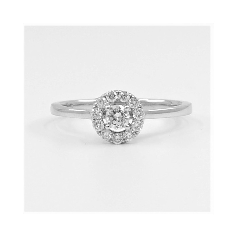 0.30ct Halo Soitaire Diamond Ring in 18ct White Gold