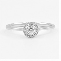 0.18ct Halo Soitaire Diamond Ring in 18ct White Gold