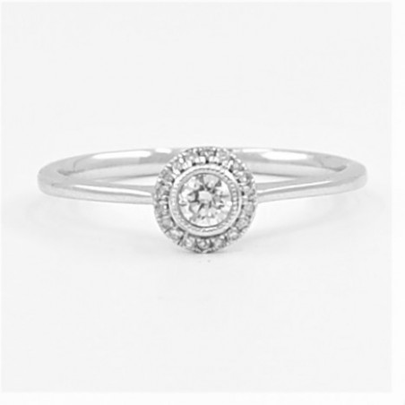0.18ct Halo Soitaire Diamond Ring in 18ct White Gold